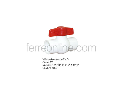 VALVULA ESFERA PVC CEM. 1-1/2" RUGO 100-PS1-1/2