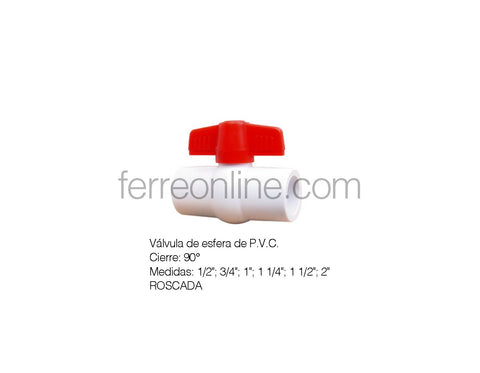 VALVULA ESFERA PVC 1 1/4" RUGO 100-P1-1/4