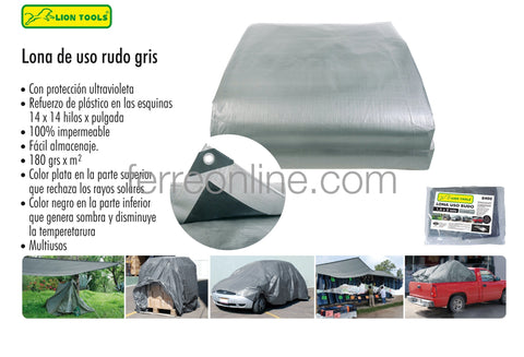 LONA USO RUDO GRIS 1.5X2 METROS LION TOOLS 8400