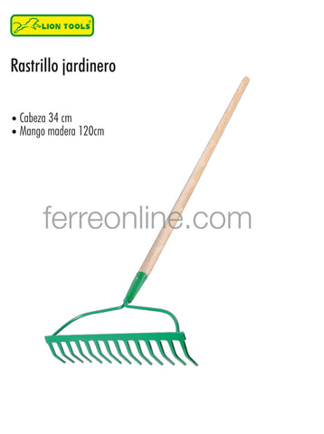 RASTRILLO JARDINERO 14 DIENTES CON MANGO LION TOOLS 0762