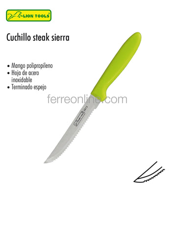 CUCHILLO STEAK MANGO PLASTICO VERDE SIERRA LION TOOLS 3012