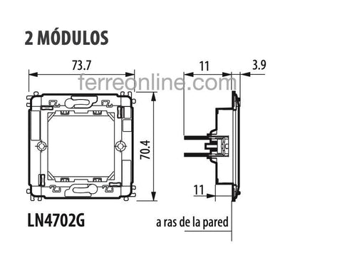 SOPORTE PARA PLACA 2 MODULOS LIVING LIGHT LN4702G