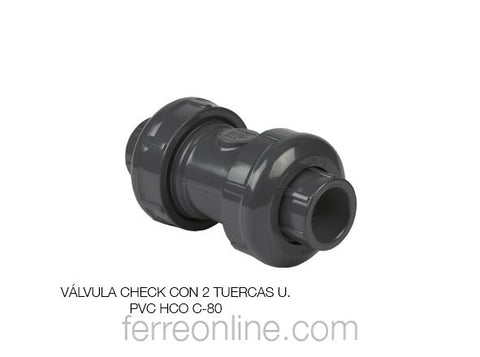 VALVULA CHECK PVC C-80 CEMENTABLE Y ROSCABLE 1 1/2"