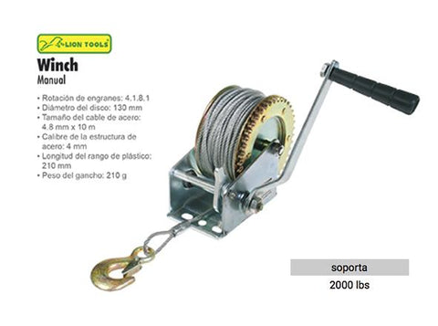 WINCH MANUAL 2000LBS LION TOOLS 8057
